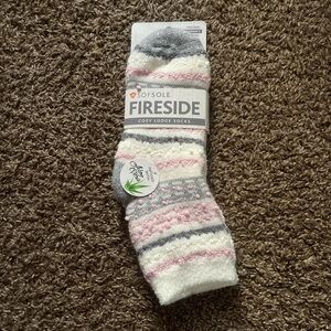 Fireside Cozy Lodge Socks - Gray, Pink, and White